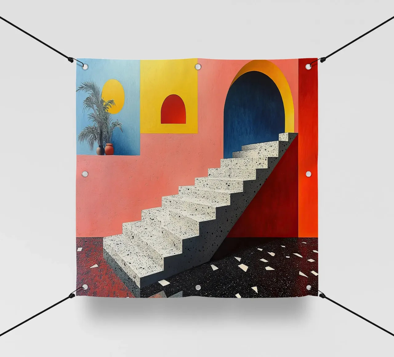 Surrealisme Architectuur Ontwerp Meetkunde pvc-zeil van Nikis Art Studio