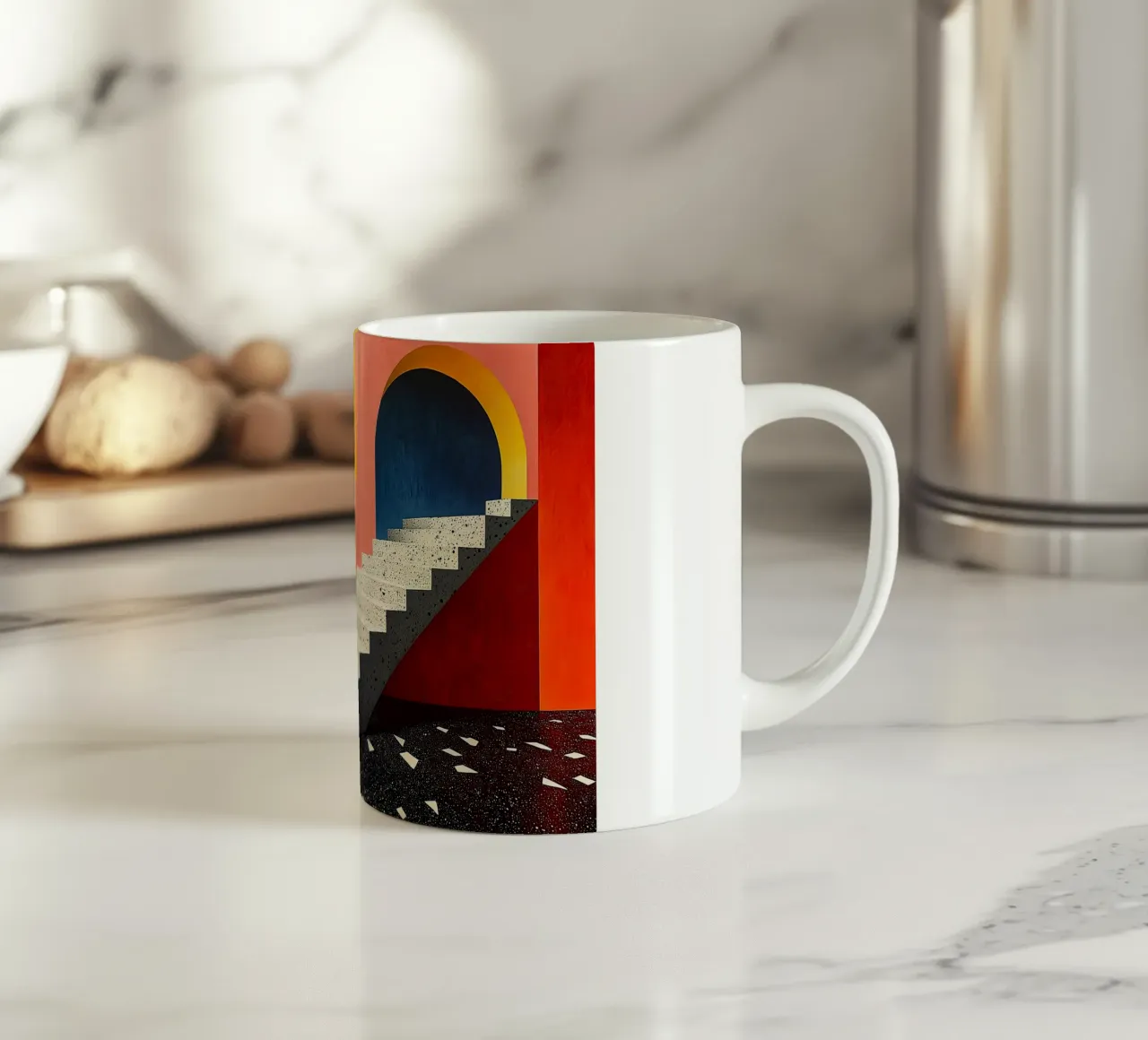 Surrealism Architecture Design Geometry ceramic mug by Nikis Art Studio