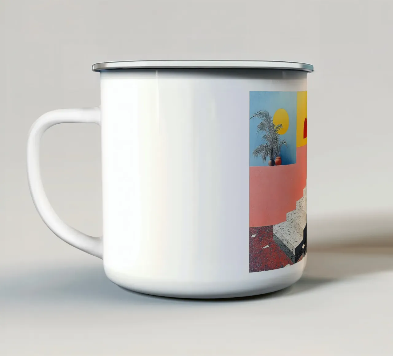 Surréalisme Architecture Design Géométrie mug en émail de Nikis Art Studio