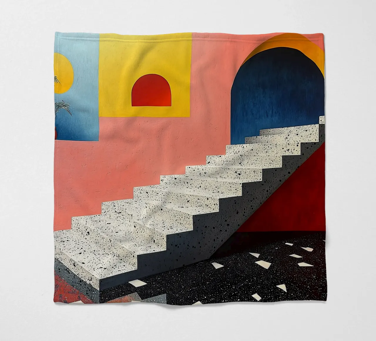 Surrealism Architecture Design Geometry fleece blanket by Nikis Art Studio