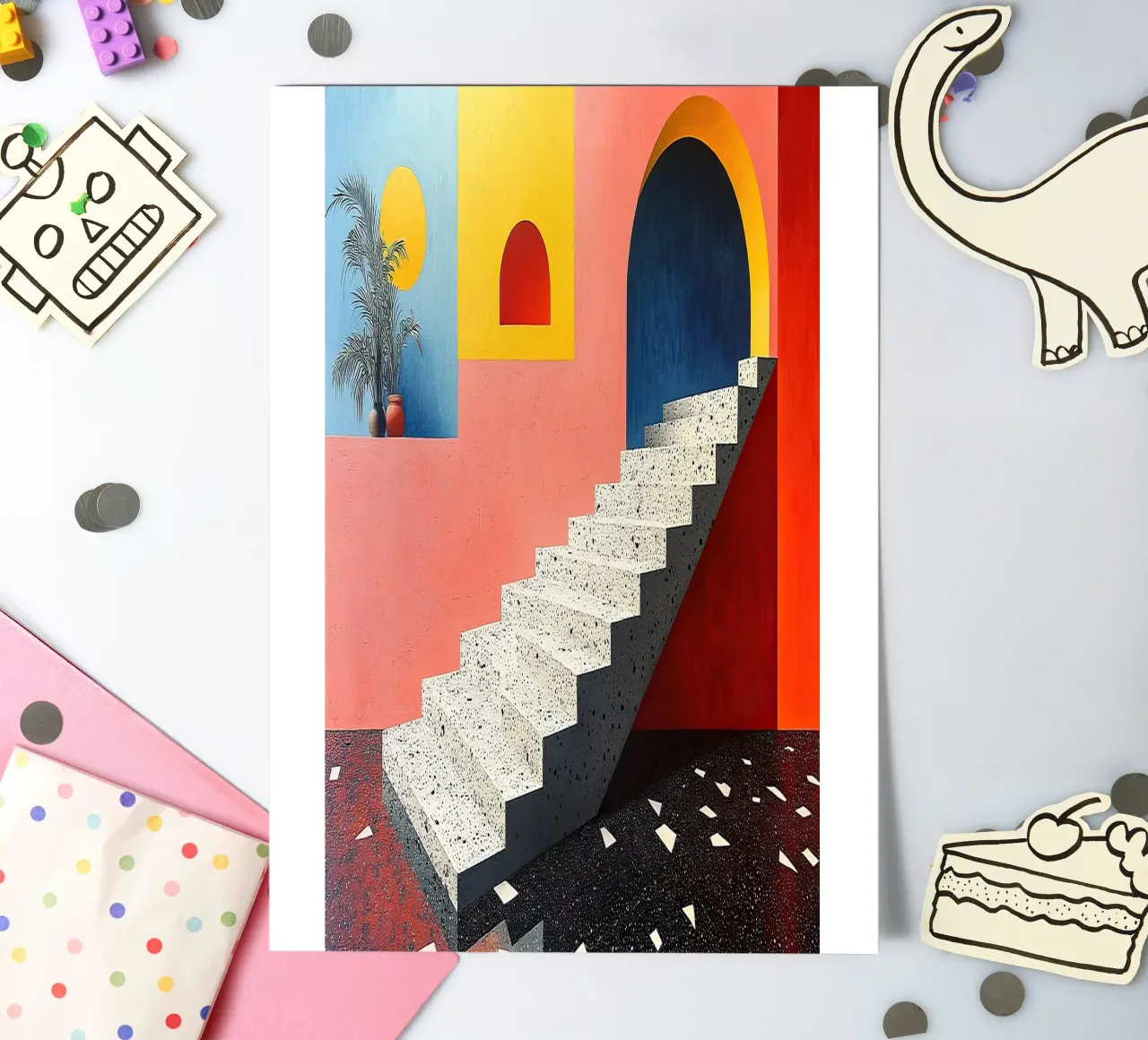 Surrealism Architecture Design Geometry sticker sheet by Nikis Art Studio