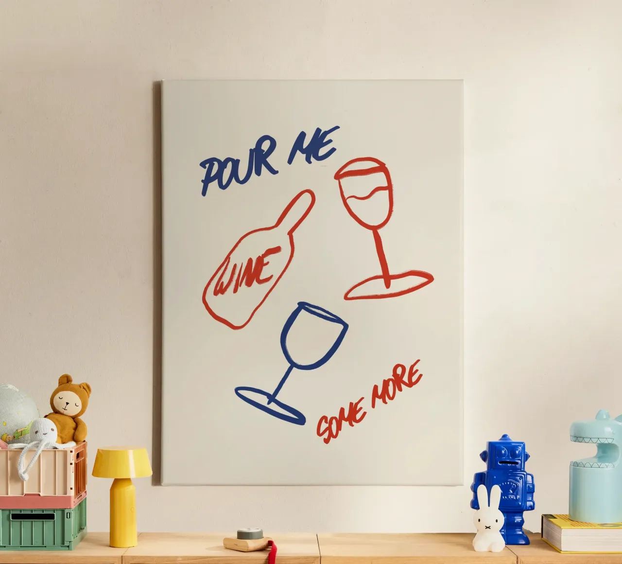 More Wine tela con Cornice a cassetta da treechild