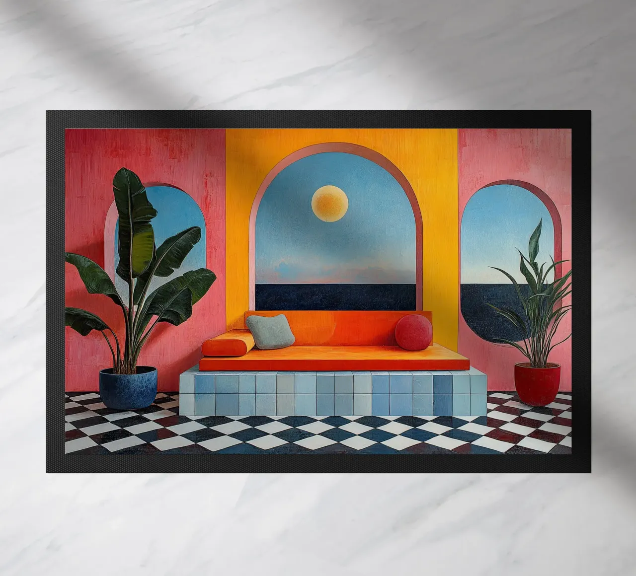 Surrealism Architecture Design Geometry doormat by Nikis Art Studio