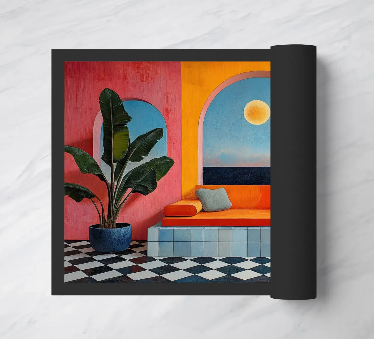 Surrealism Architecture Design Geometry doormat by Nikis Art Studio