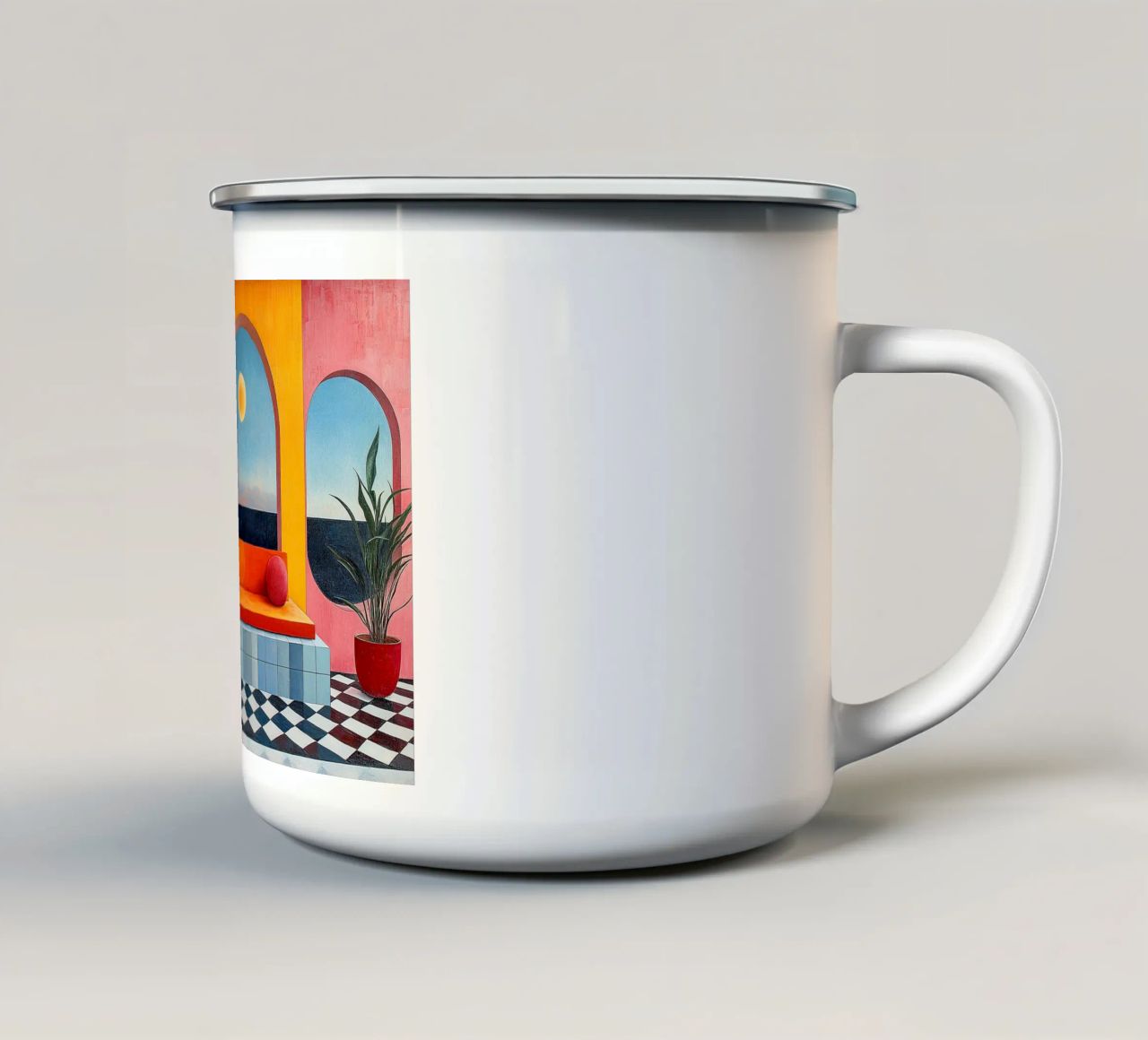Surrealismo Architettura Design Geometria tazza in smalto da Nikis Art Studio