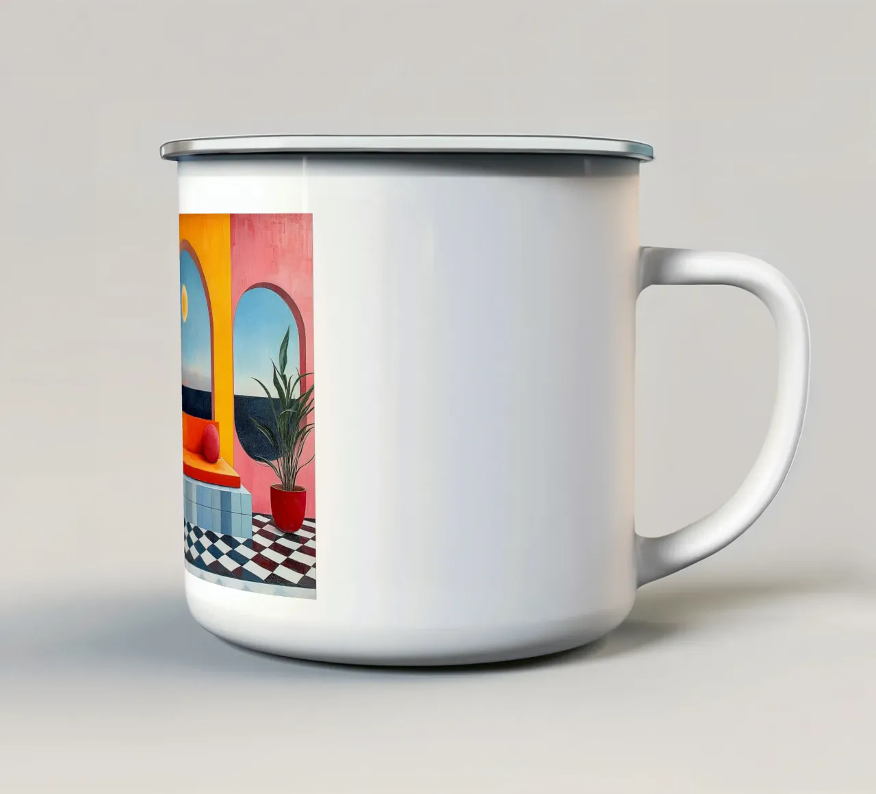Surréalisme Architecture Design Géométrie mug en émail de Nikis Art Studio