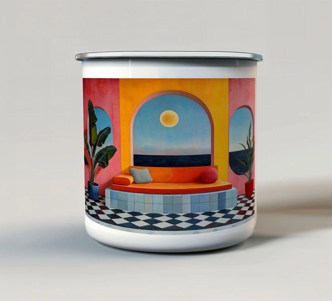 Surrealismo Architettura Design Geometria tazza in smalto da Nikis Art Studio