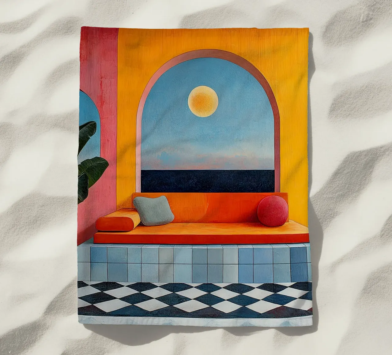 Surrealism Architecture Design Geometry beach towel by Nikis Art Studio