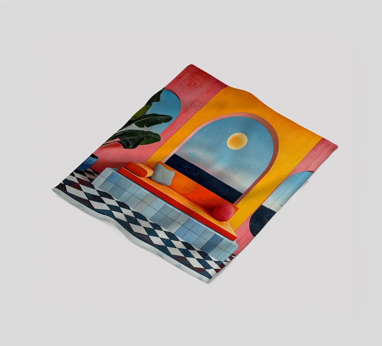 Surrealism Architecture Design Geometry fleece blanket by Nikis Art Studio
