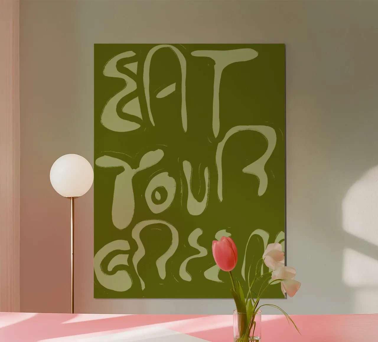 Eat Your Greens poster con telaio in plastica da treechild