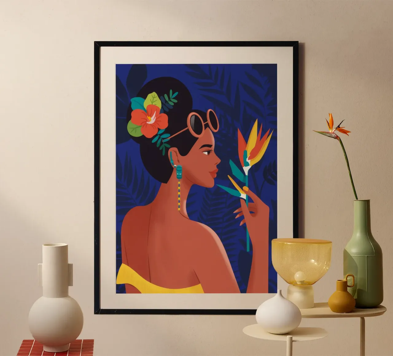 Bellezza dei fiori tropicali poster con telaio in alluminio da Emery Kate