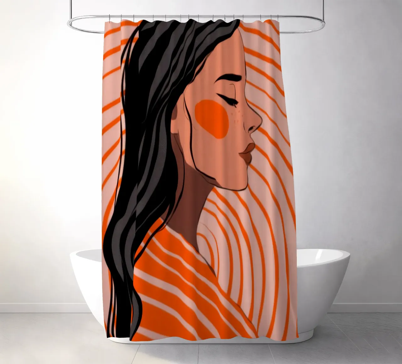 Eleganza a righe arancioni tenda da doccia da Emery Kate
