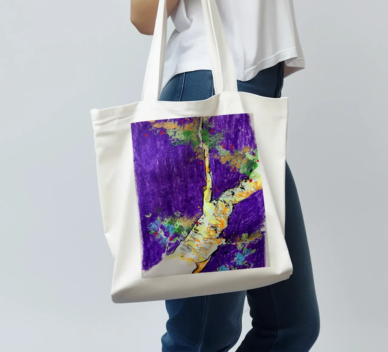 Arbre violet borsa in juta da Bénédicte Berthod