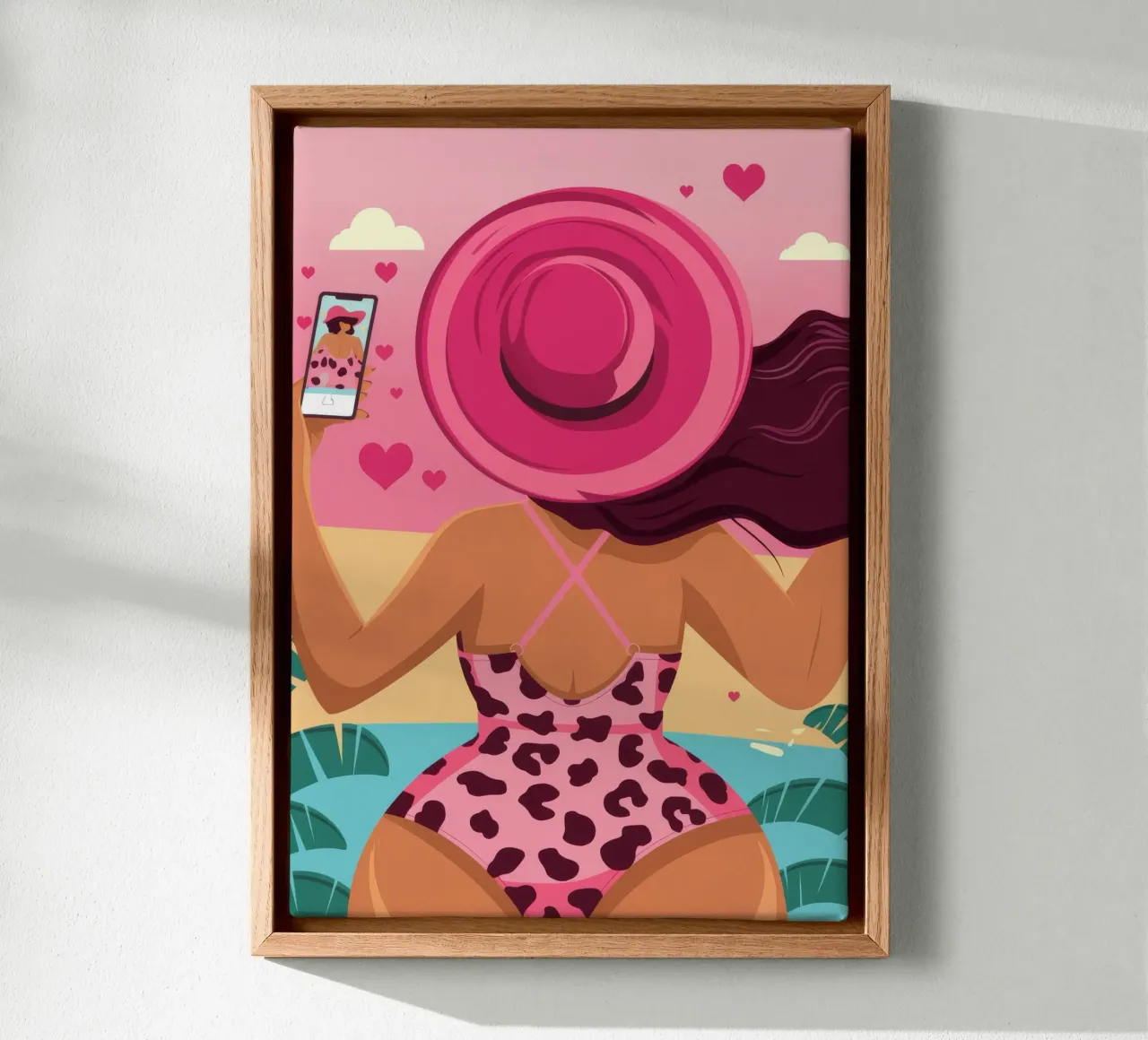 Summer Poolside Fun canvas with Floater frame by Emery Kate