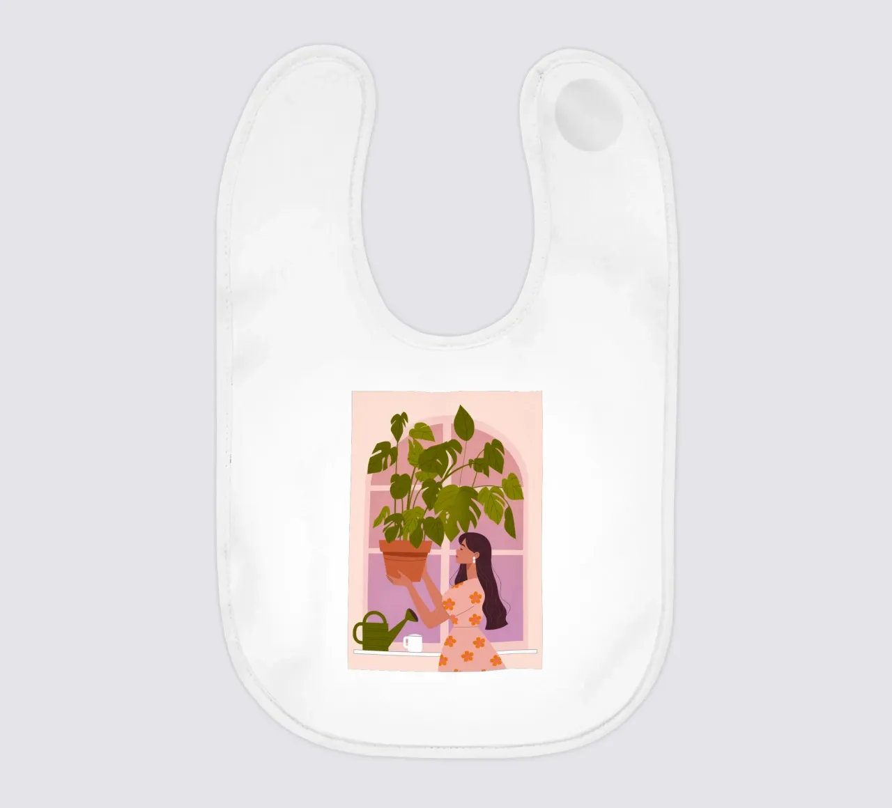 Indoor plant care baby bib by Emery Kate