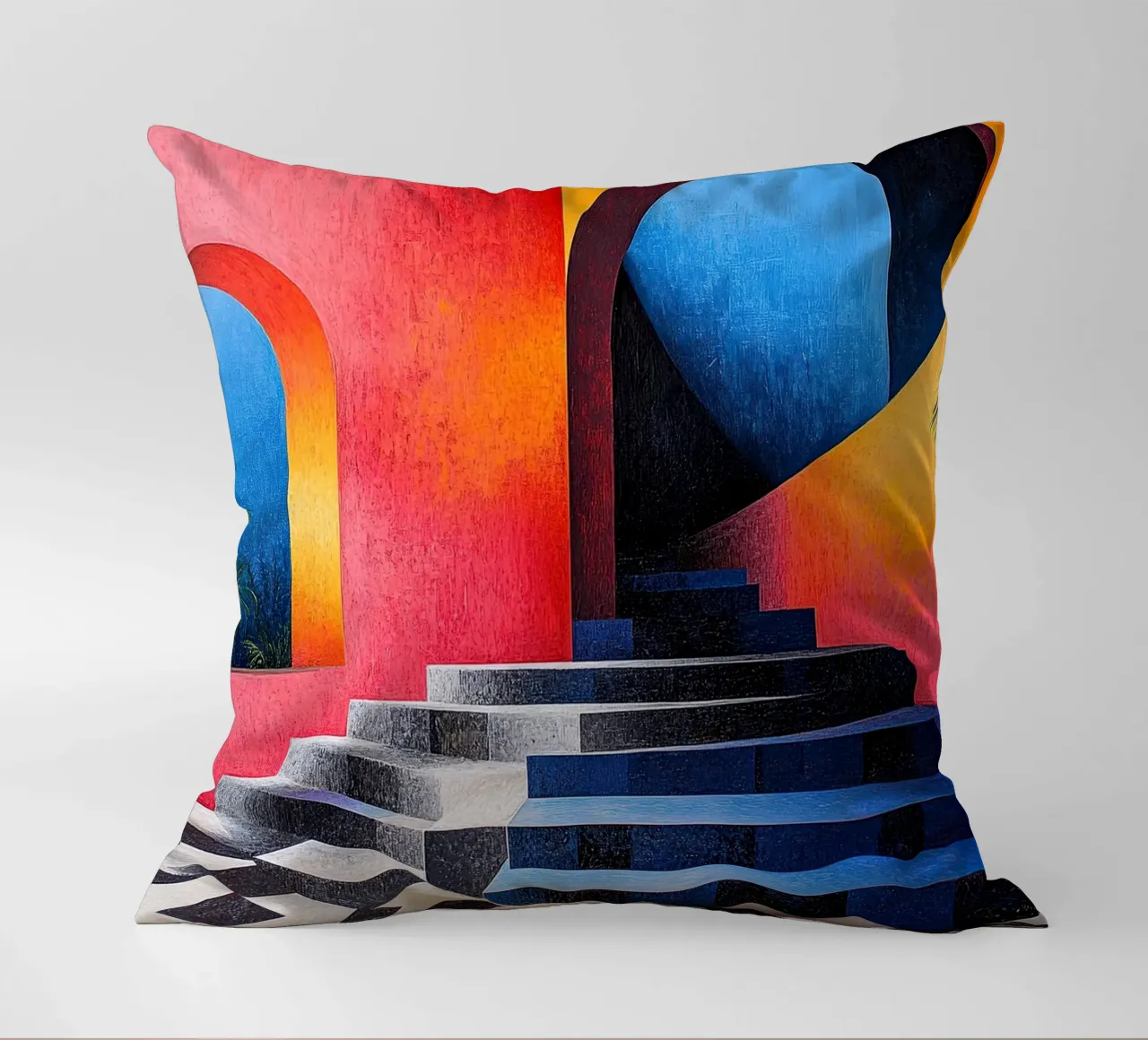 Surrealism Architecture Design Geometry decorative cushion by Nikis Art Studio