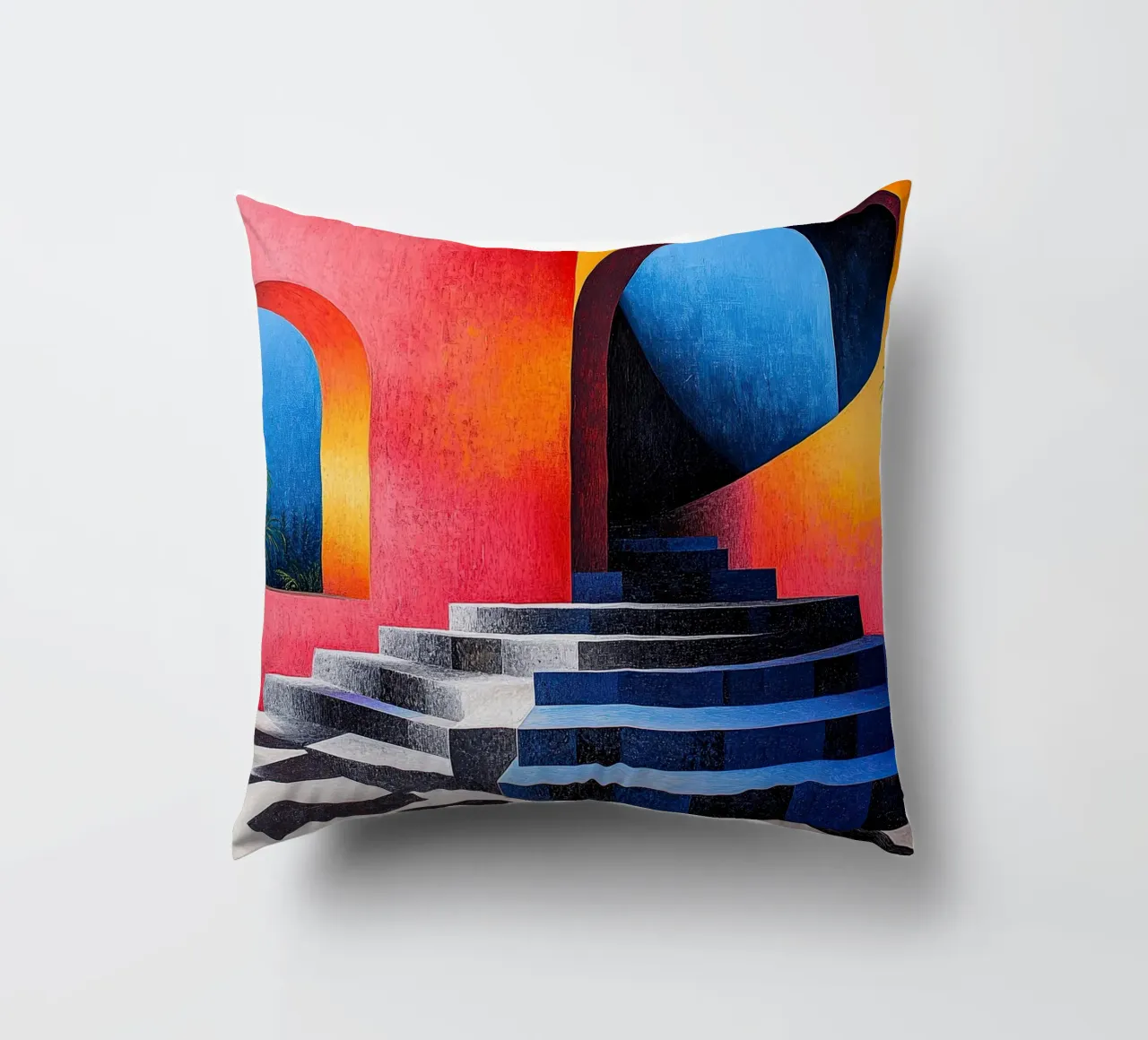 Surrealism Architecture Design Geometry decorative cushion by Nikis Art Studio