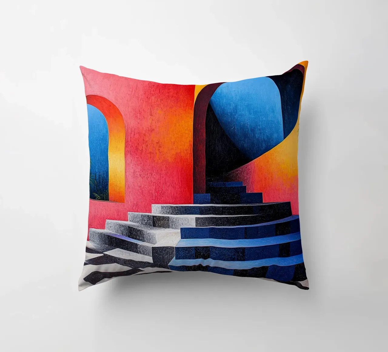 Surrealism Architecture Design Geometry decorative cushion by Nikis Art Studio