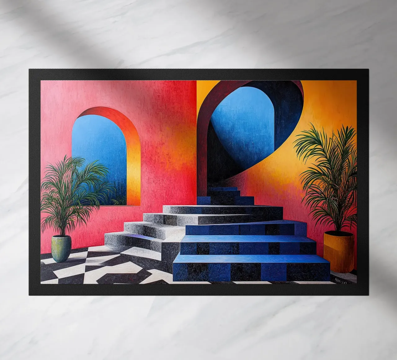 Surrealism Architecture Design Geometry doormat by Nikis Art Studio