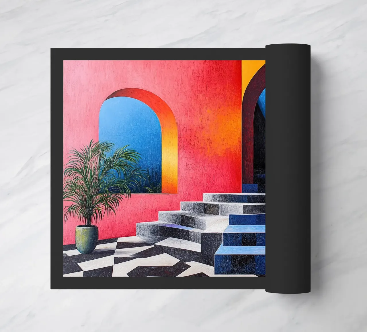 Surrealism Architecture Design Geometry doormat by Nikis Art Studio