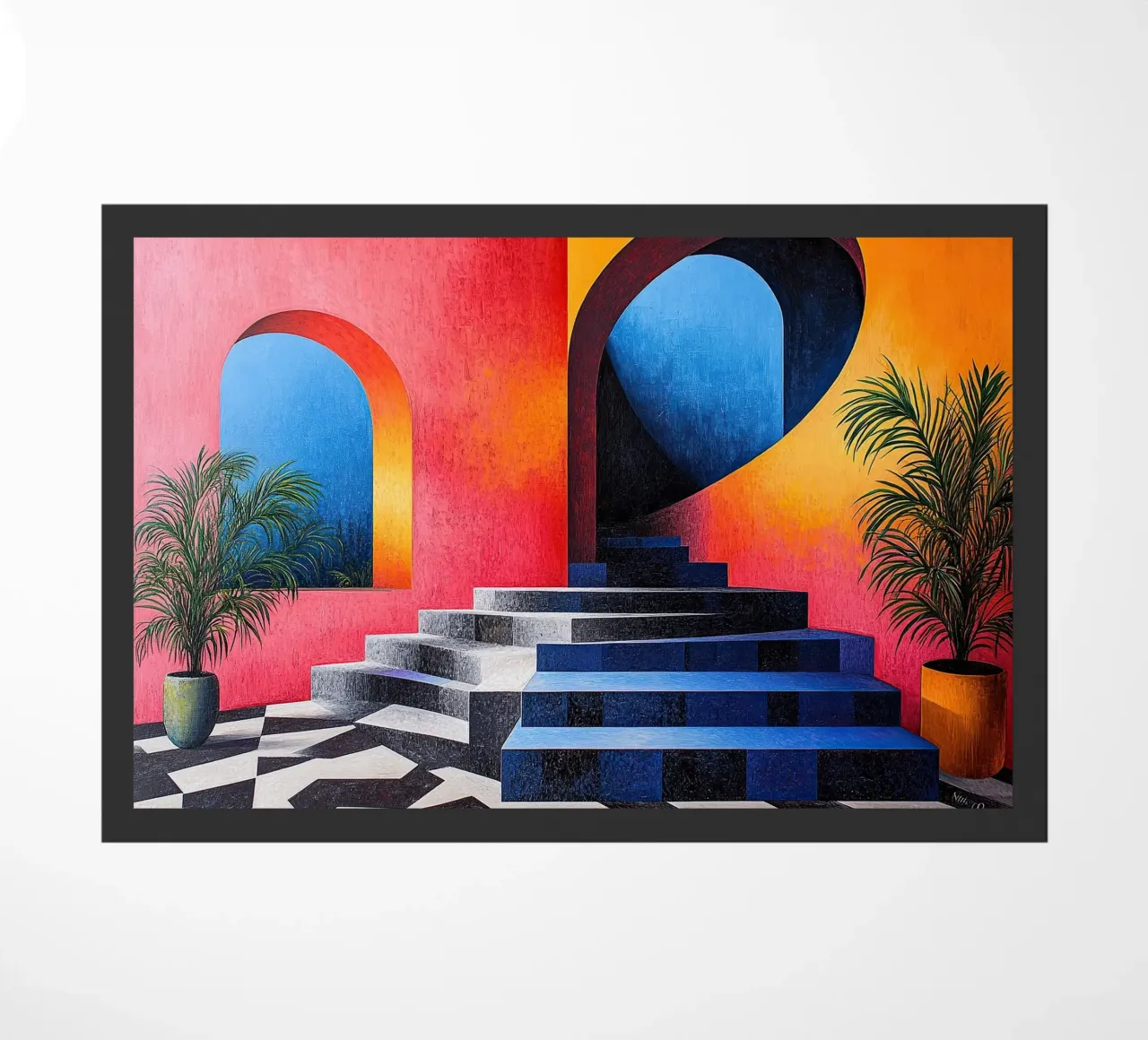 Surrealism Architecture Design Geometry doormat by Nikis Art Studio