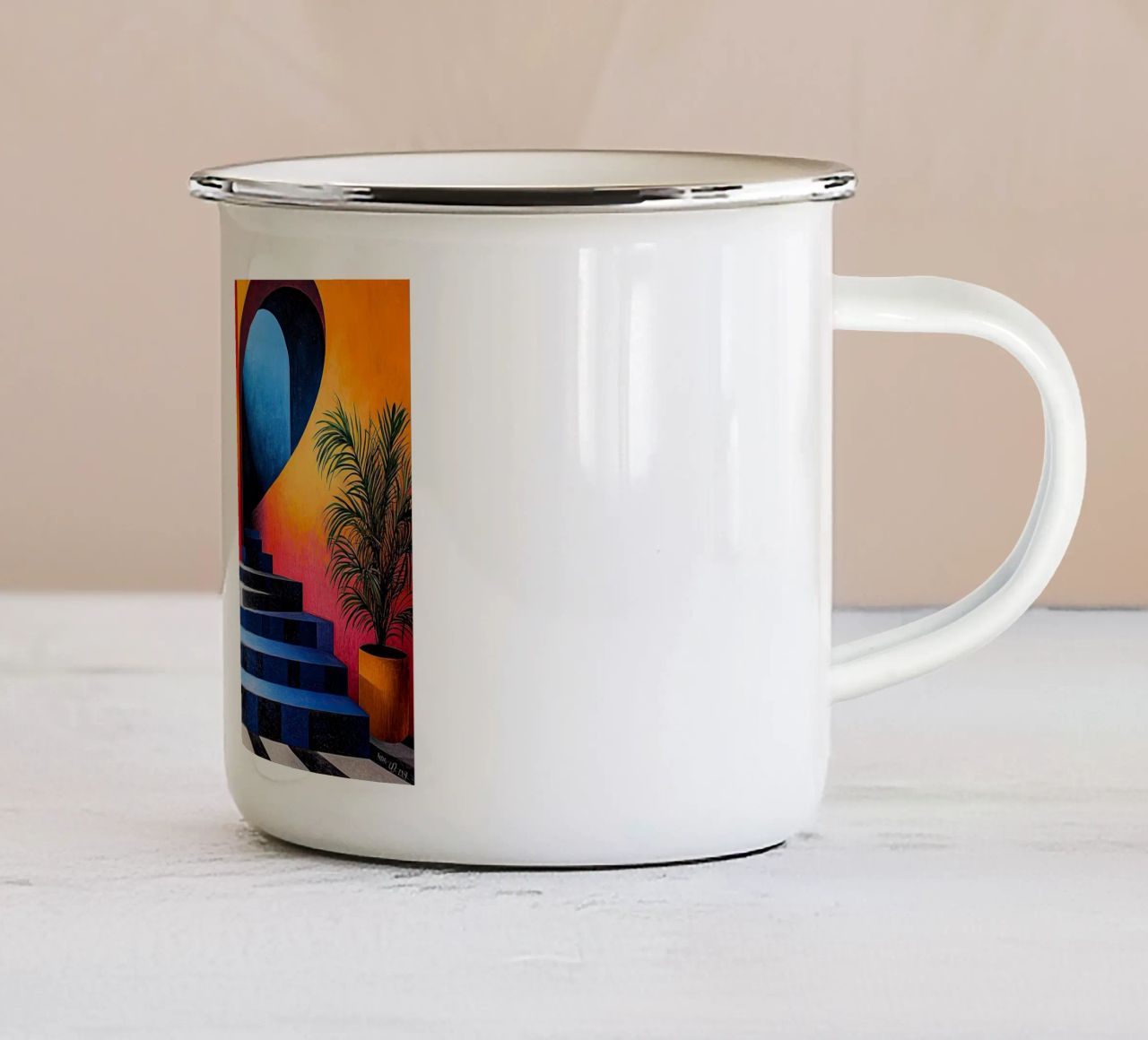 Surrealismo Architettura Design Geometria tazza in smalto da Nikis Art Studio