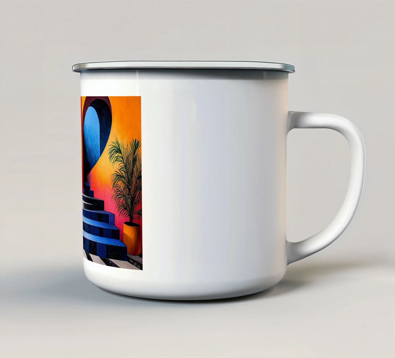 Surrealismo Architettura Design Geometria tazza in smalto da Nikis Art Studio