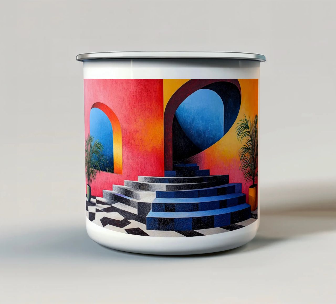Surrealismo Architettura Design Geometria tazza in smalto da Nikis Art Studio