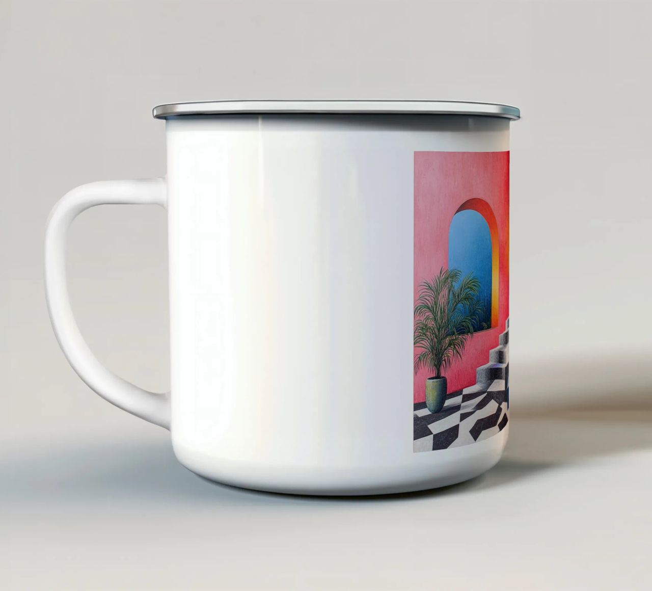 Surrealismo Architettura Design Geometria tazza in smalto da Nikis Art Studio