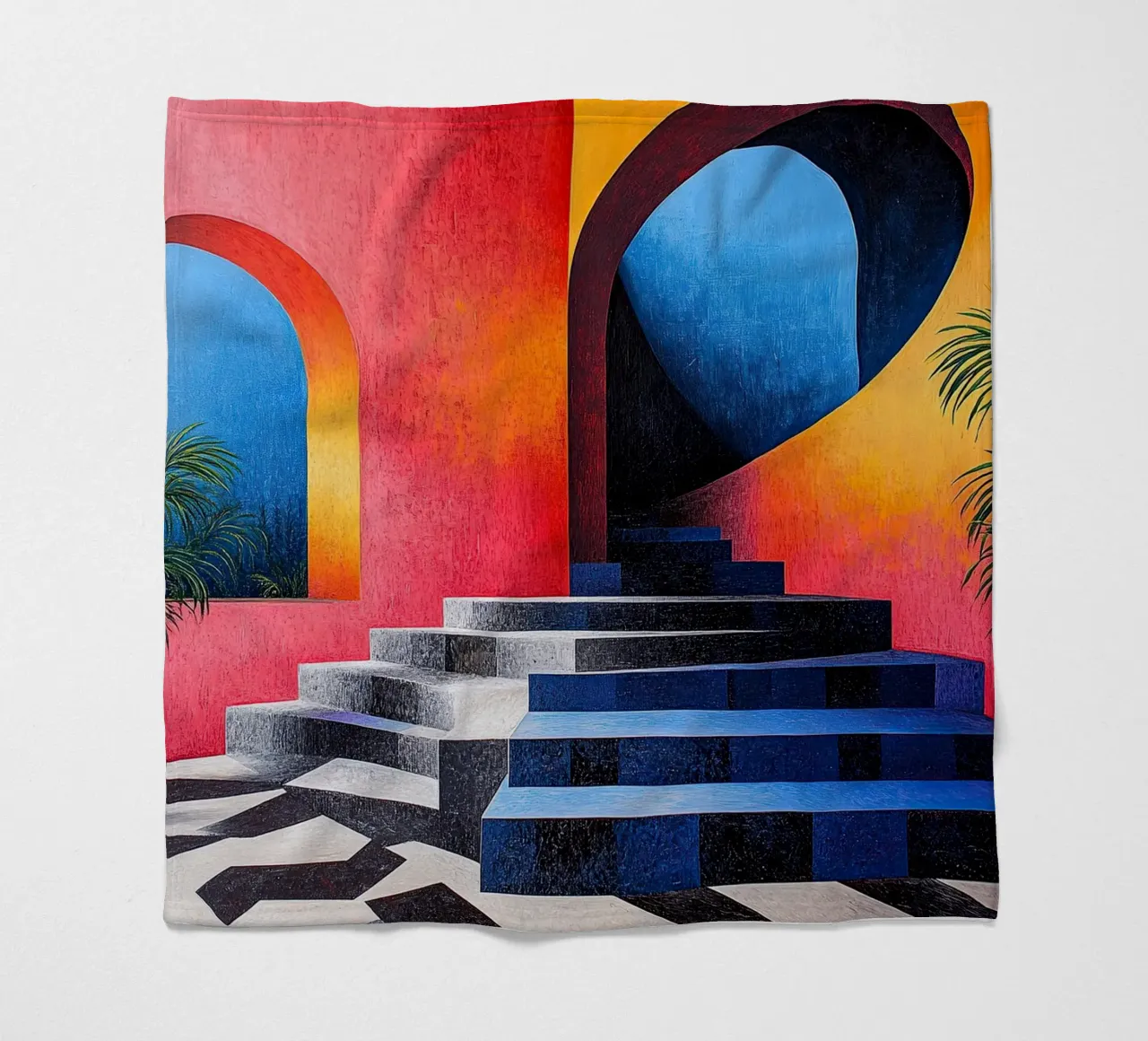 Surrealism Architecture Design Geometry fleece blanket by Nikis Art Studio