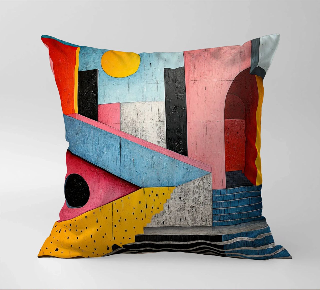 Surrealism Architecture Design Geometry decorative cushion by Nikis Art Studio