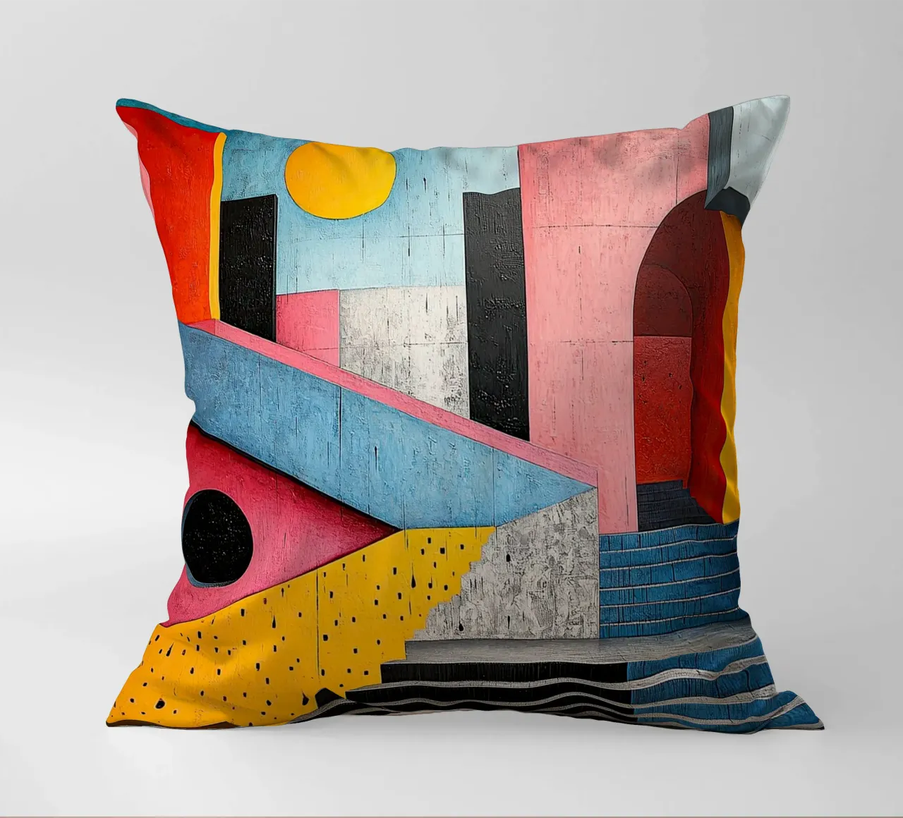 Surrealismus Architektur Design Geometrie Kissen von Nikis Art Studio