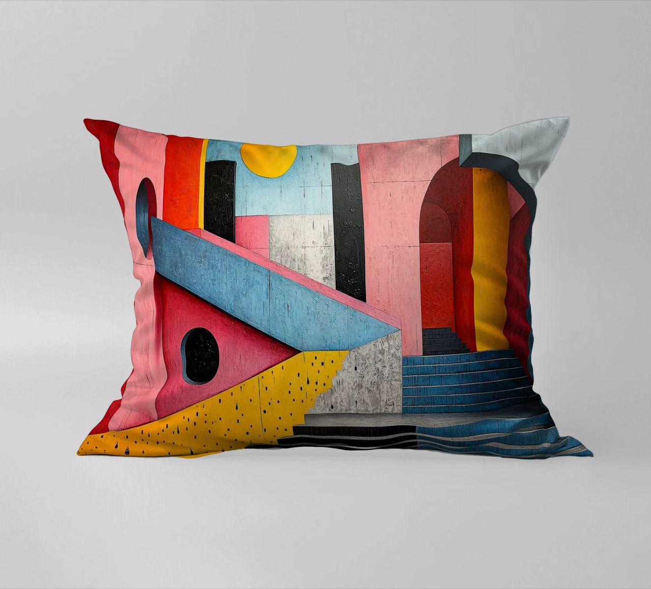 Surrealism Architecture Design Geometry decorative cushion by Nikis Art Studio