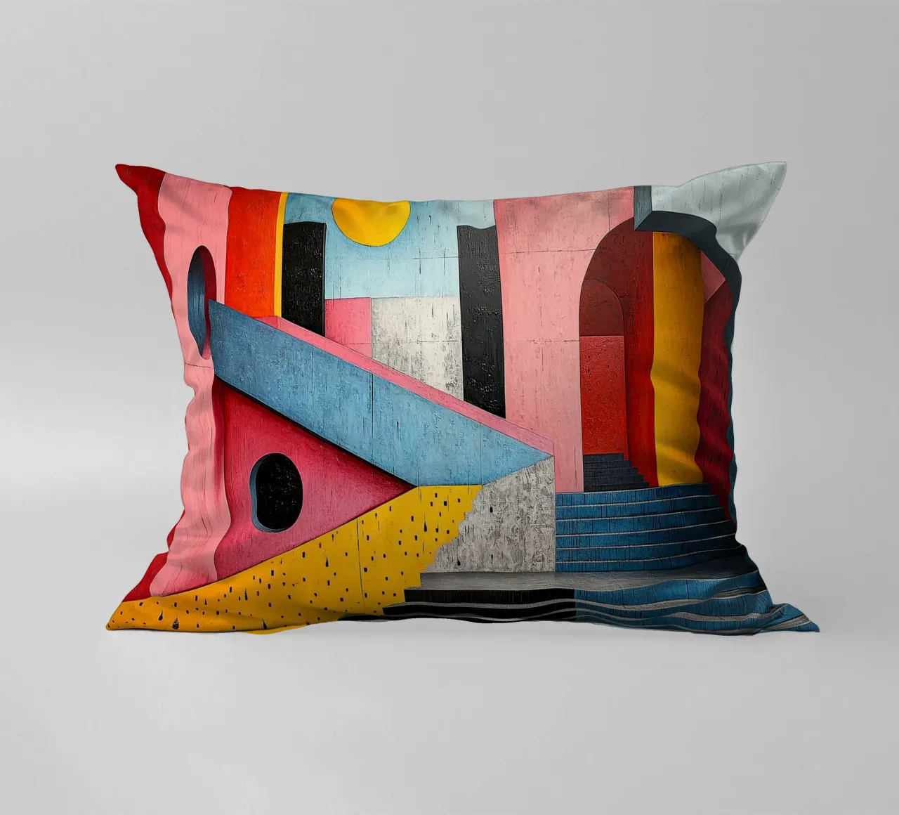 Surrealismus Architektur Design Geometrie Kissen von Nikis Art Studio