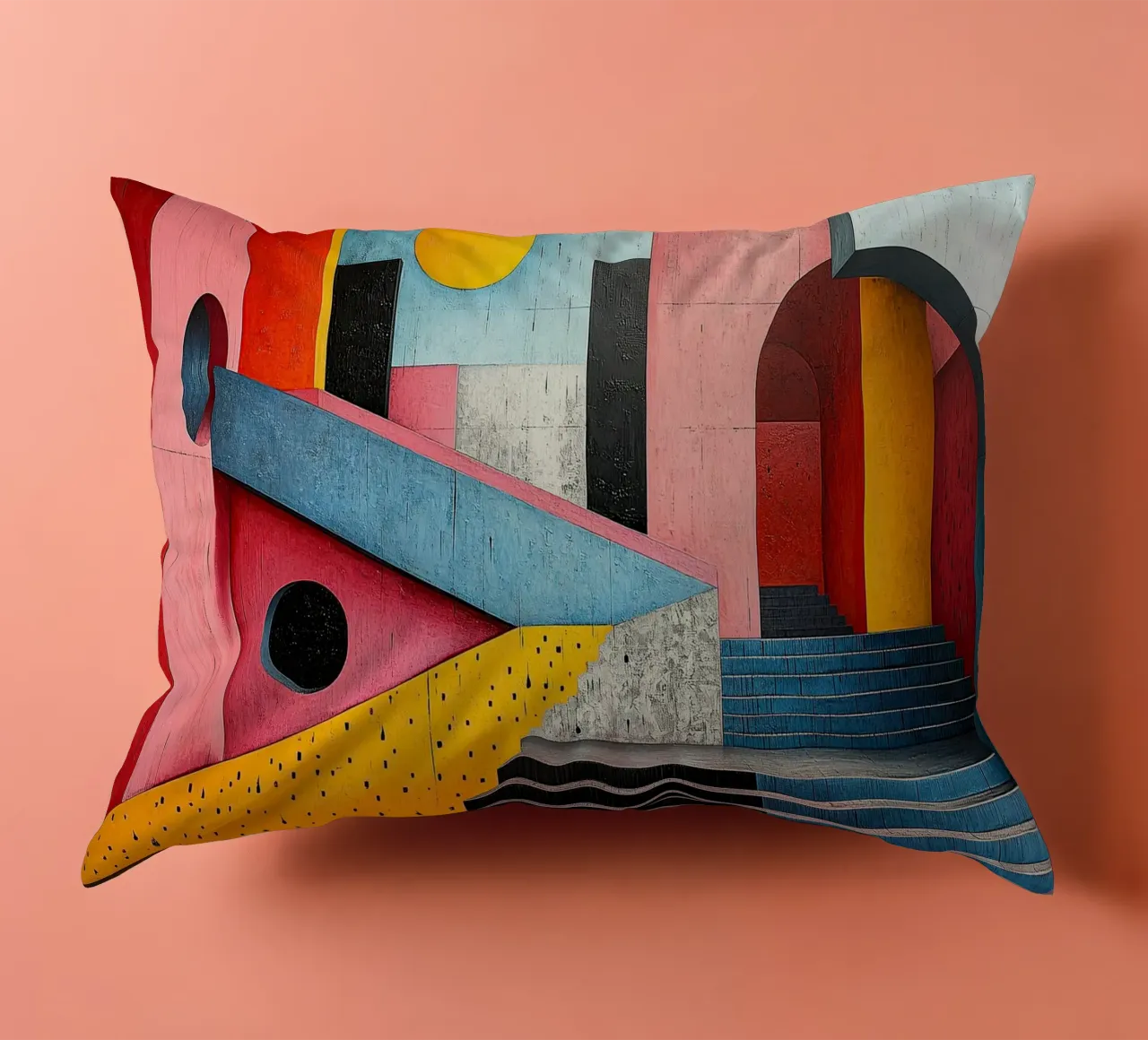 Surrealismus Architektur Design Geometrie Kissen von Nikis Art Studio