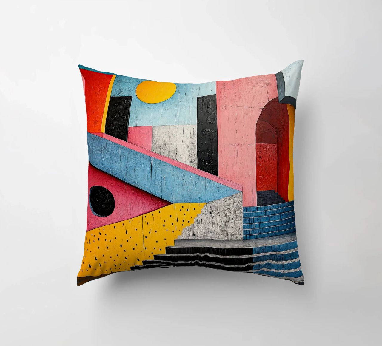 Surrealism Architecture Design Geometry decorative cushion by Nikis Art Studio