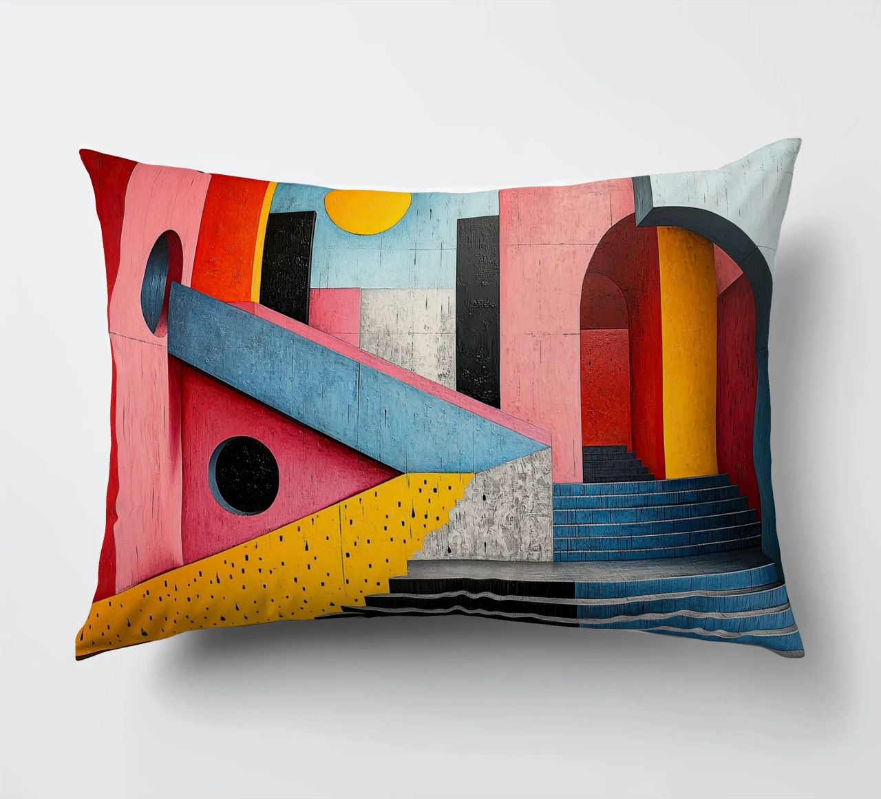 Surrealism Architecture Design Geometry decorative cushion by Nikis Art Studio