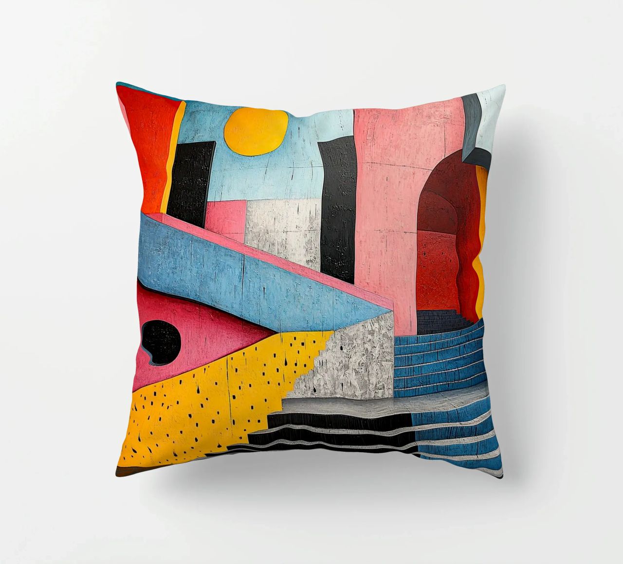 Surrealism Architecture Design Geometry decorative cushion by Nikis Art Studio