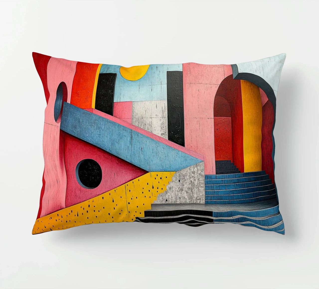 Surrealism Architecture Design Geometry decorative cushion by Nikis Art Studio