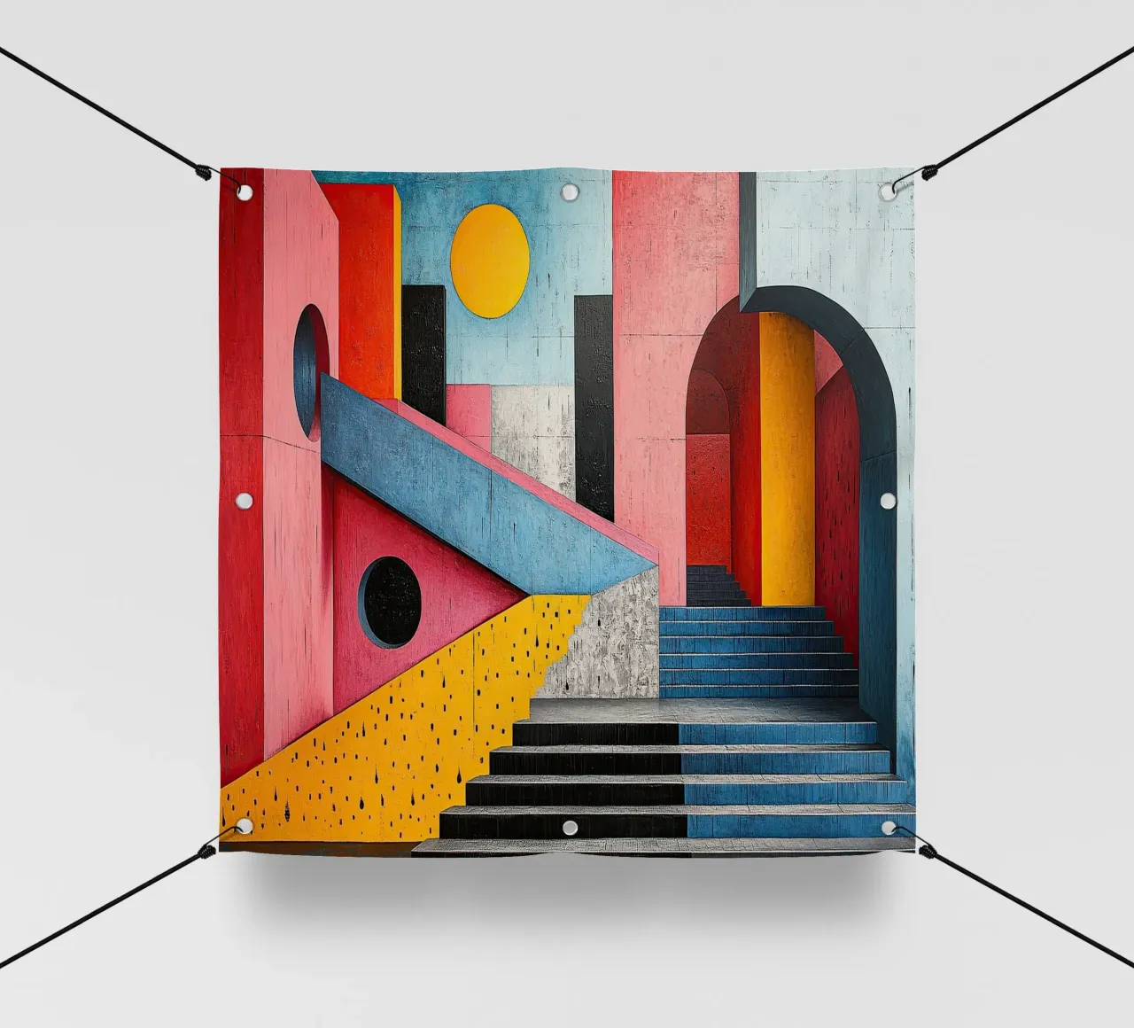 Surrealismus Architektur Design Geometrie PVC Plane von Nikis Art Studio
