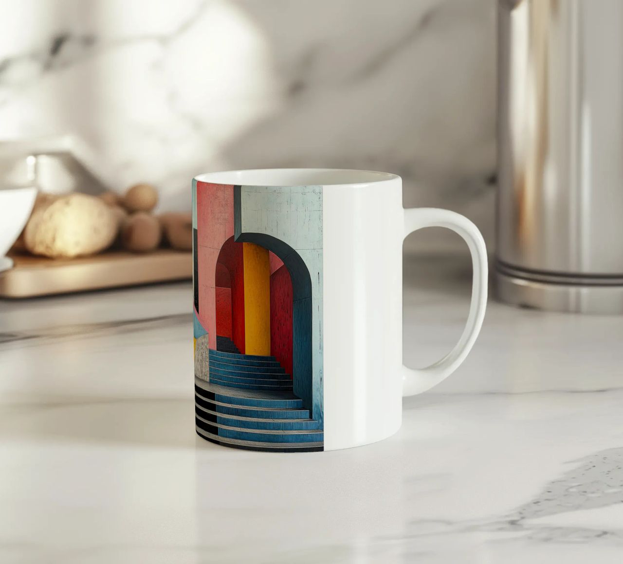 Surrealism Architecture Design Geometry ceramic mug by Nikis Art Studio