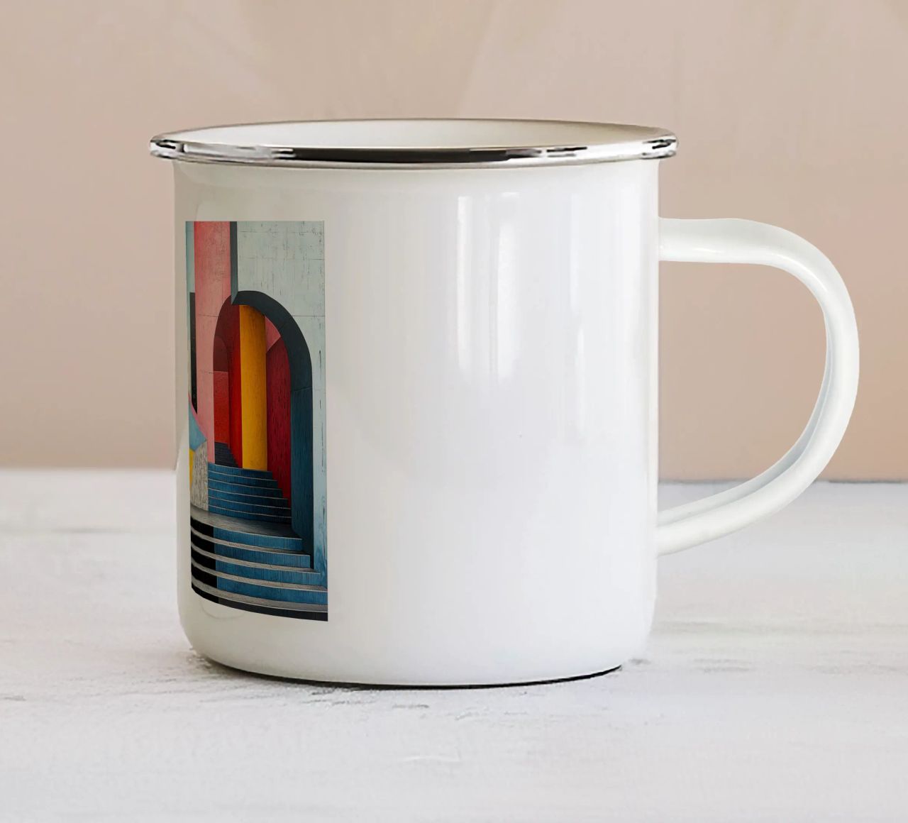Surréalisme Architecture Design Géométrie mug en émail de Nikis Art Studio