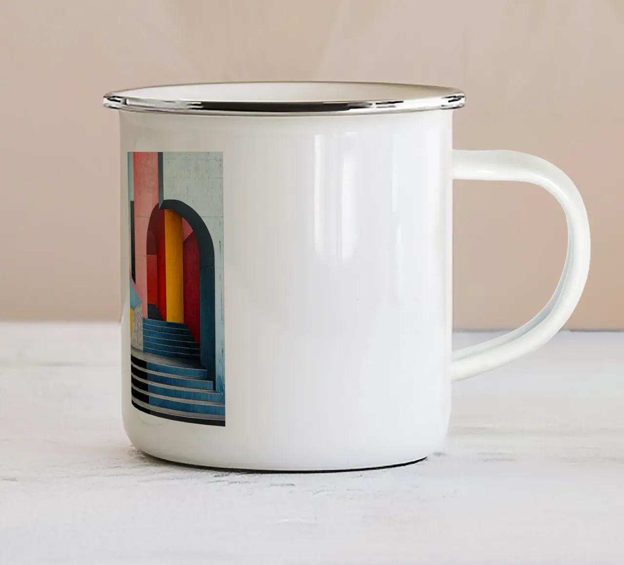 Surrealismo Architettura Design Geometria tazza in smalto da Nikis Art Studio