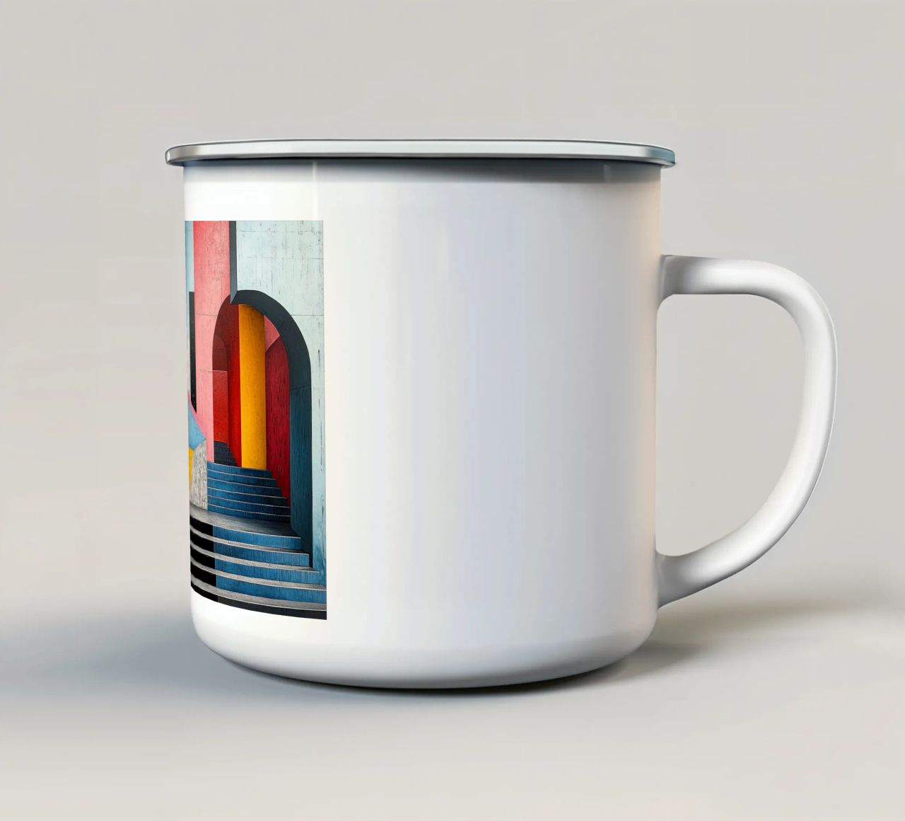 Surréalisme Architecture Design Géométrie mug en émail de Nikis Art Studio