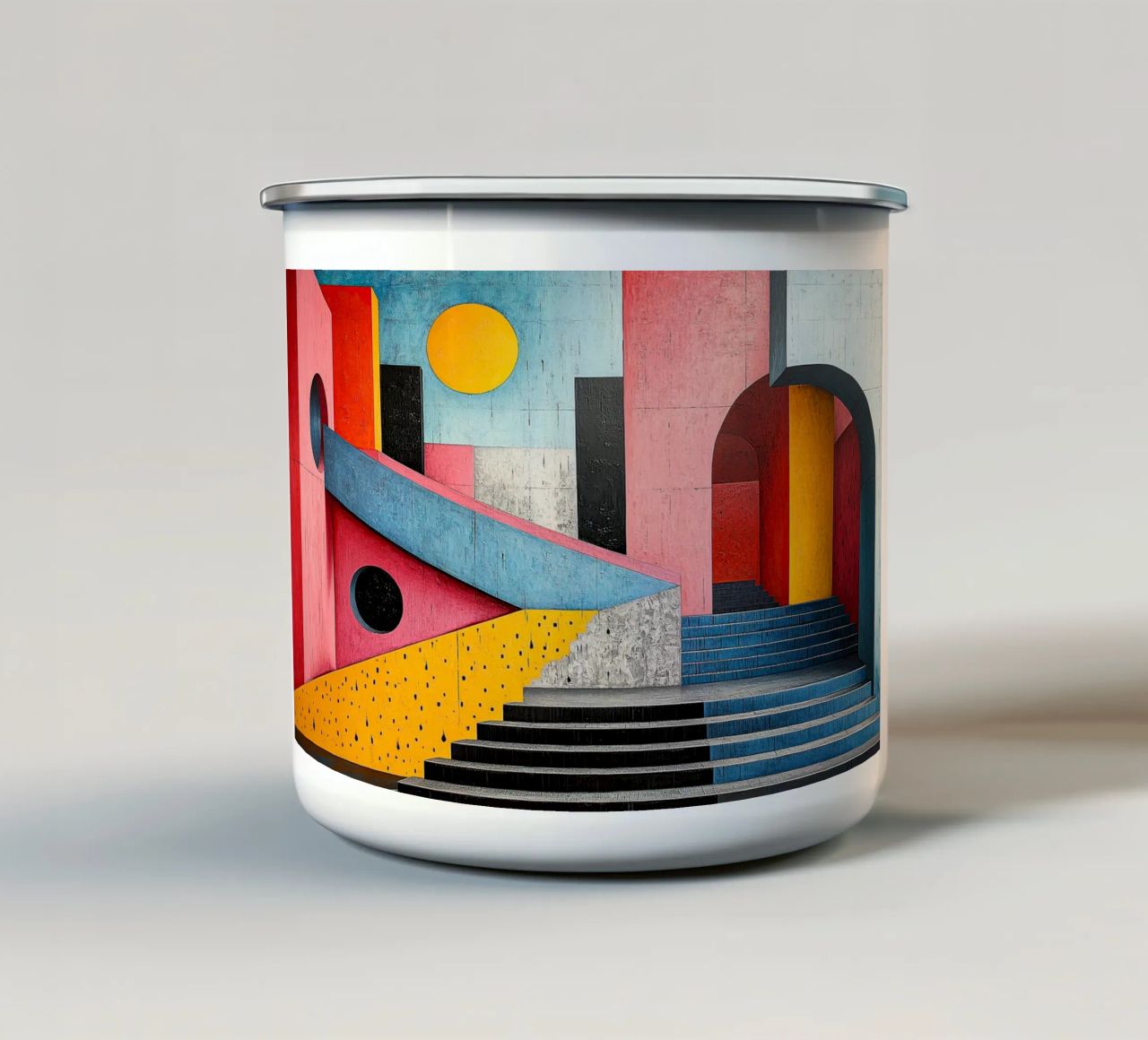 Surréalisme Architecture Design Géométrie mug en émail de Nikis Art Studio