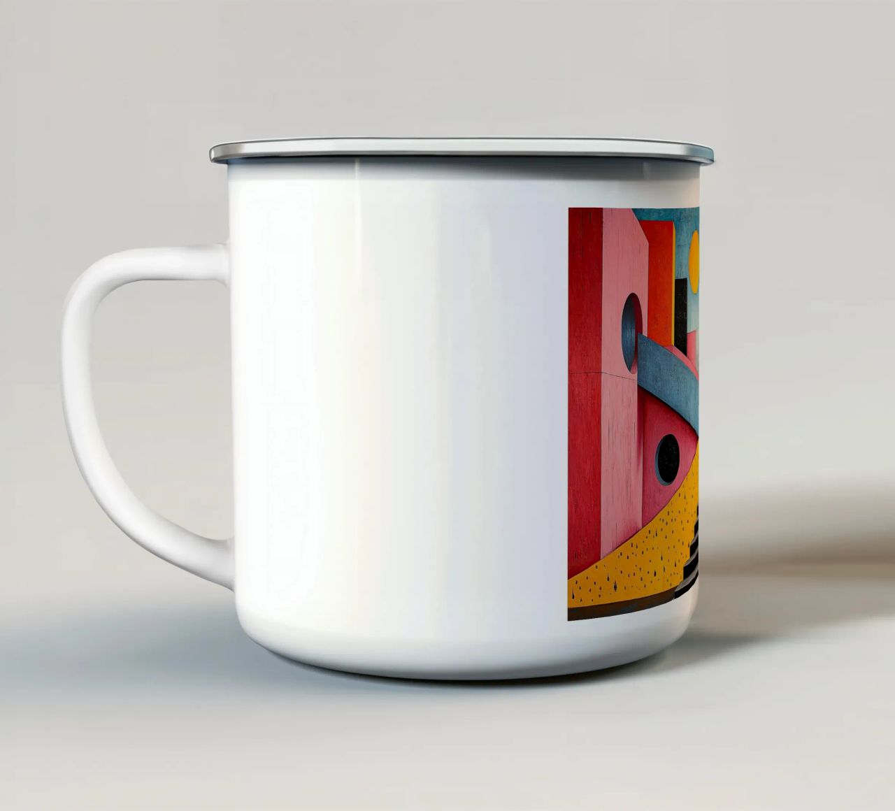 Surréalisme Architecture Design Géométrie mug en émail de Nikis Art Studio