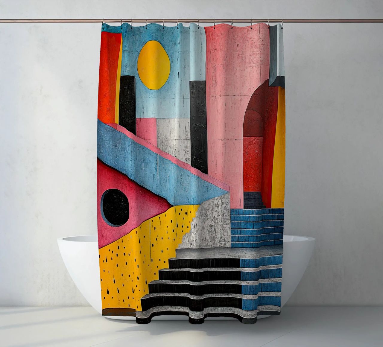 Surrealism Architecture Design Geometry shower curtain by Nikis Art Studio