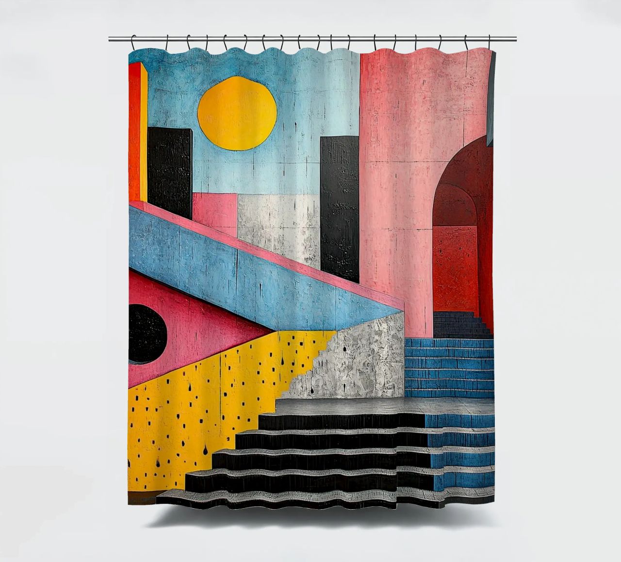 Surrealism Architecture Design Geometry shower curtain by Nikis Art Studio
