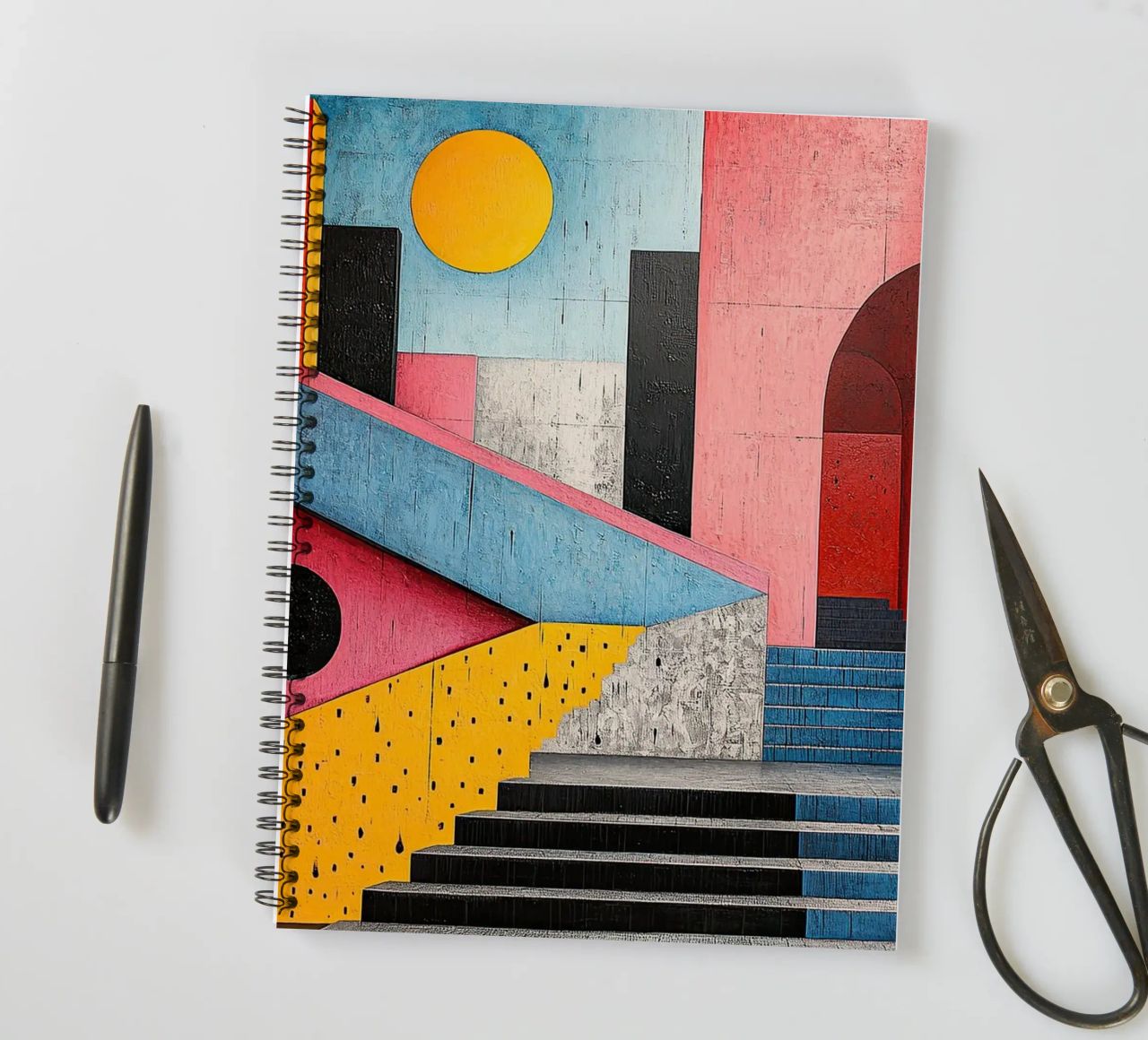 Surrealism Architecture Design Geometry spiral notebook by Nikis Art Studio