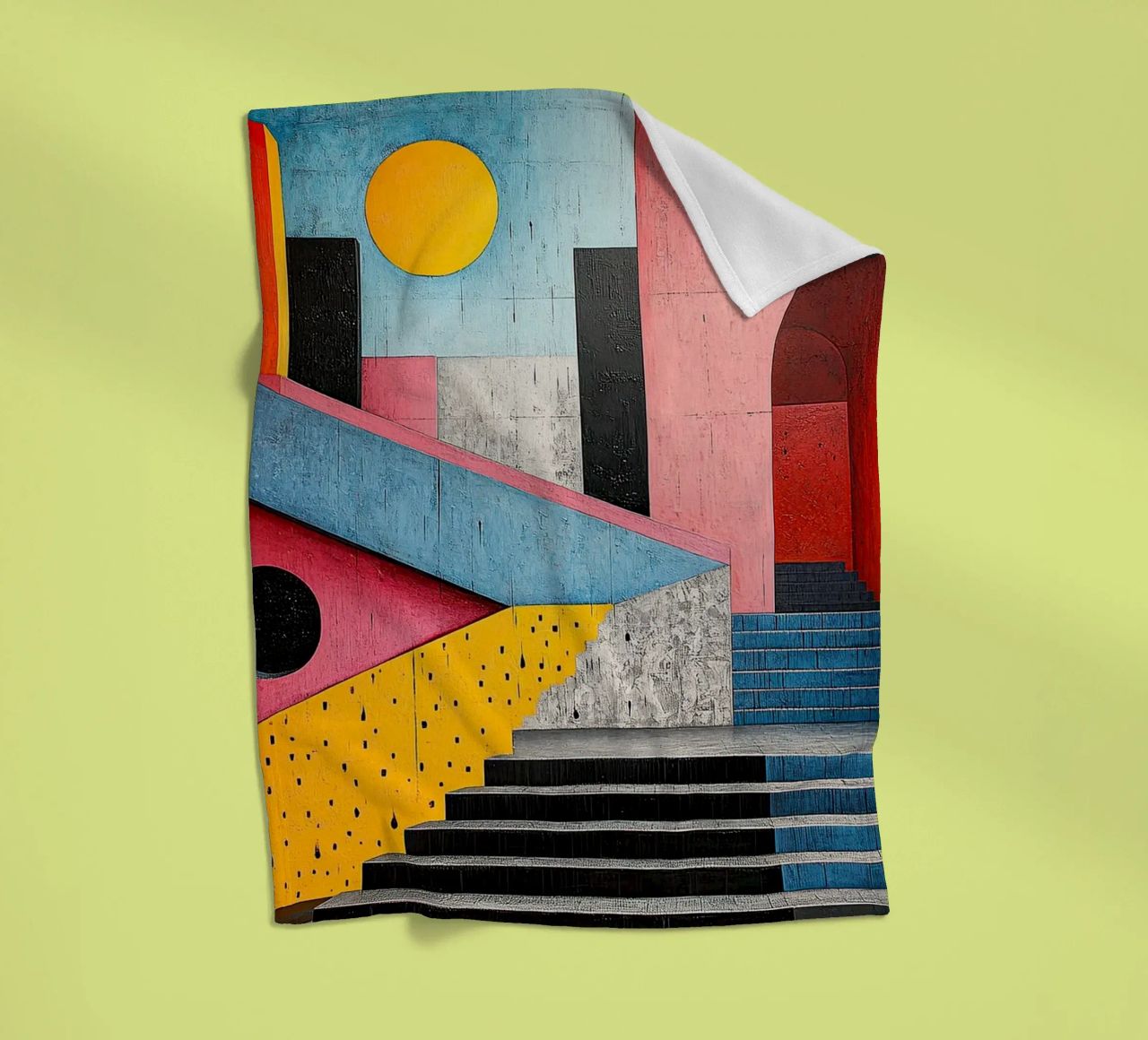 Surrealism Architecture Design Geometry fleece blanket by Nikis Art Studio
